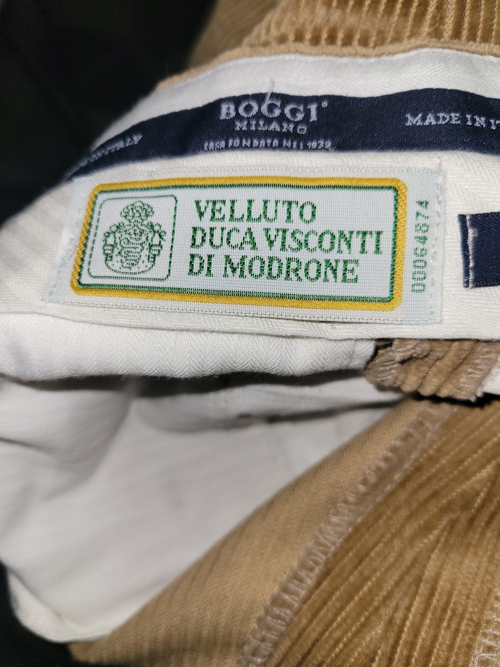 Vintage Boggi Milano Corduroy Pants Mens 48 Beige Pleated Made Italy EUC - Picture 5 of 8